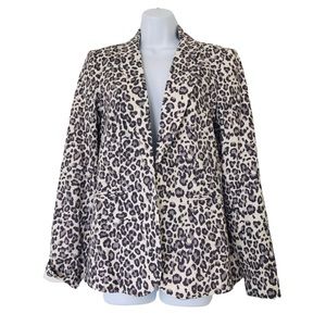 NWT Rachel Zoe Animal print linen blend blazer size M